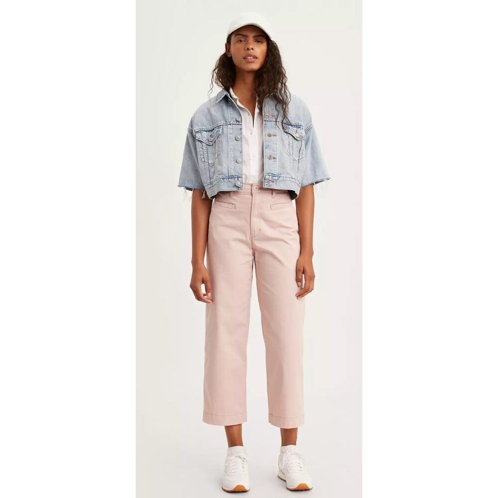 Levi's Women’s Classic Utility Jeans Wide Leg Crop Mid Rise Light Pink Sz 8